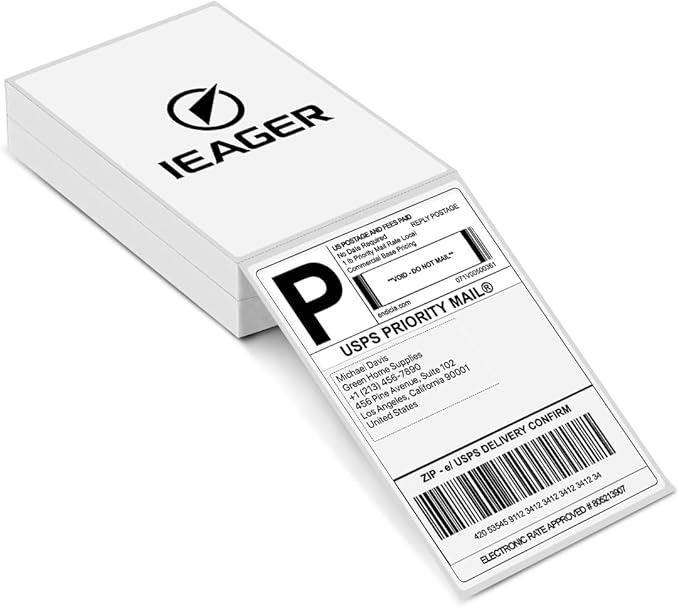 iEager 4x6 Thermal Labels, White Shipping Label Stickers, Commercial Grade Thermal Printer Label, 180 Labels/Pack