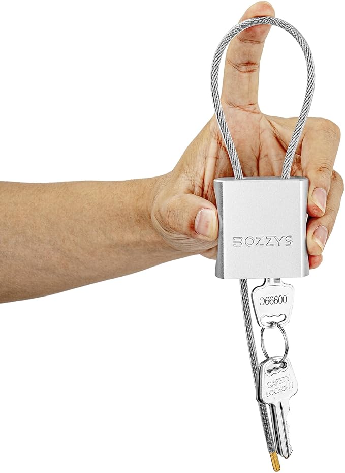 BOZZYS Cable Padlock with 3 Keys | L 1.15ft(0.35m),D 1/6in(4mm) Adjustable Steel Cable Lock | Aluminum Locks for Bikes, Gate, Lockers & Outdoor Gear | Weatherproof & Silver