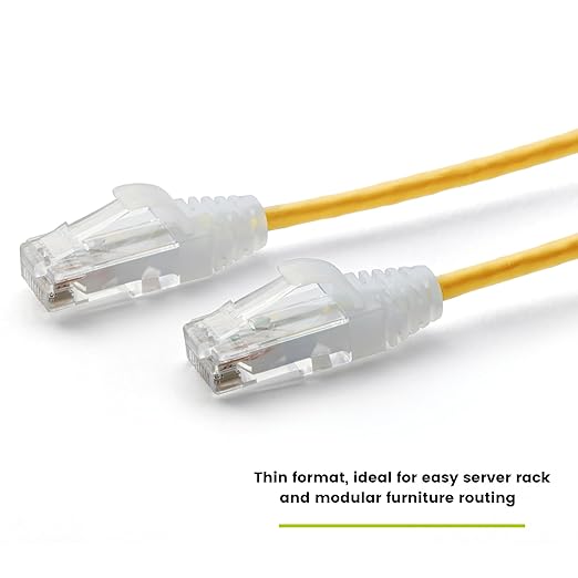 TRUECABLE Cat6 Component Rated Patch Cable, Unshielded (U/UTP), 2ft, Yellow, 28AWG Stranded Pure Copper, Snagless 10G High-Speed Ethernet Cable, PoE++ 4PPoE 100W, UL Listed, RoHS-3, 5 Pack