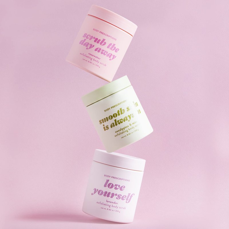 Body Prescriptions Exfoliating Body Scrub – Body Cleanser for Nourished, Ultra-Smooth Skin, Lavender, Rosewater, Eucalyptus & Mint