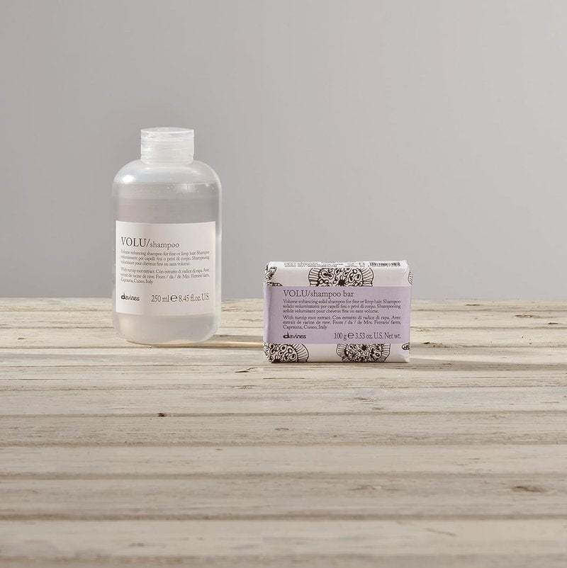Davines VOLU Shampoo Bar, Practical Compact Solid Texture Turns into Rich Creamy Foam for Fine or Limp Hair - Making it Soft and Light with a Lasting Boost of Body & Volume, 3.53 oz