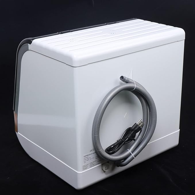 Countertop Dishwasher Kitchen Mini Portable Dish Bowl Washer Tabletop Automatic Dishwasher Deep Cleaning for Home, Apartment, RV (White & Black)