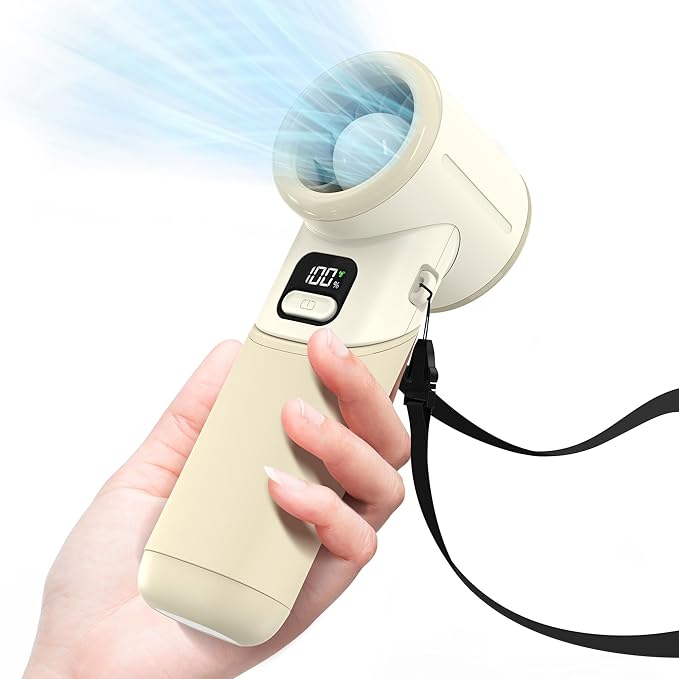 Portable Handheld Turbo Fan丨5 Speed Foldable Hand Fans丨Max 20 Hours Runtime丨Rechargeable Mini Pocket Cooling Fan for Travel, Outdoor Activities, Gifts for Women
