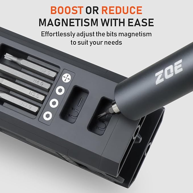 ZOE Mini Electric Screwdriver Set, 3 Torque (0.15-0.5N·m) + LED Light, 500mAh USB-C,42 S2 Steel Bits, Precision Repair Kit for Laptop/Camera/Electronics
