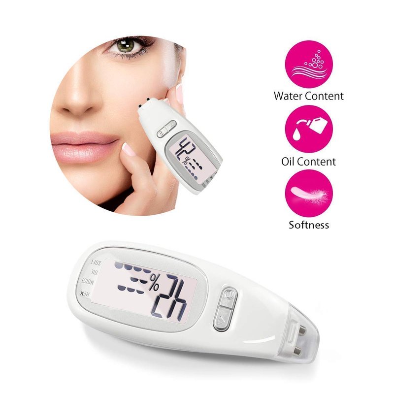 SHQYMBLT Portable digital facial moisture tester skin analyzer facial hydration corneometer skin hydration meter water oil tester for face skin care with backlight LCD display gifts for girls women