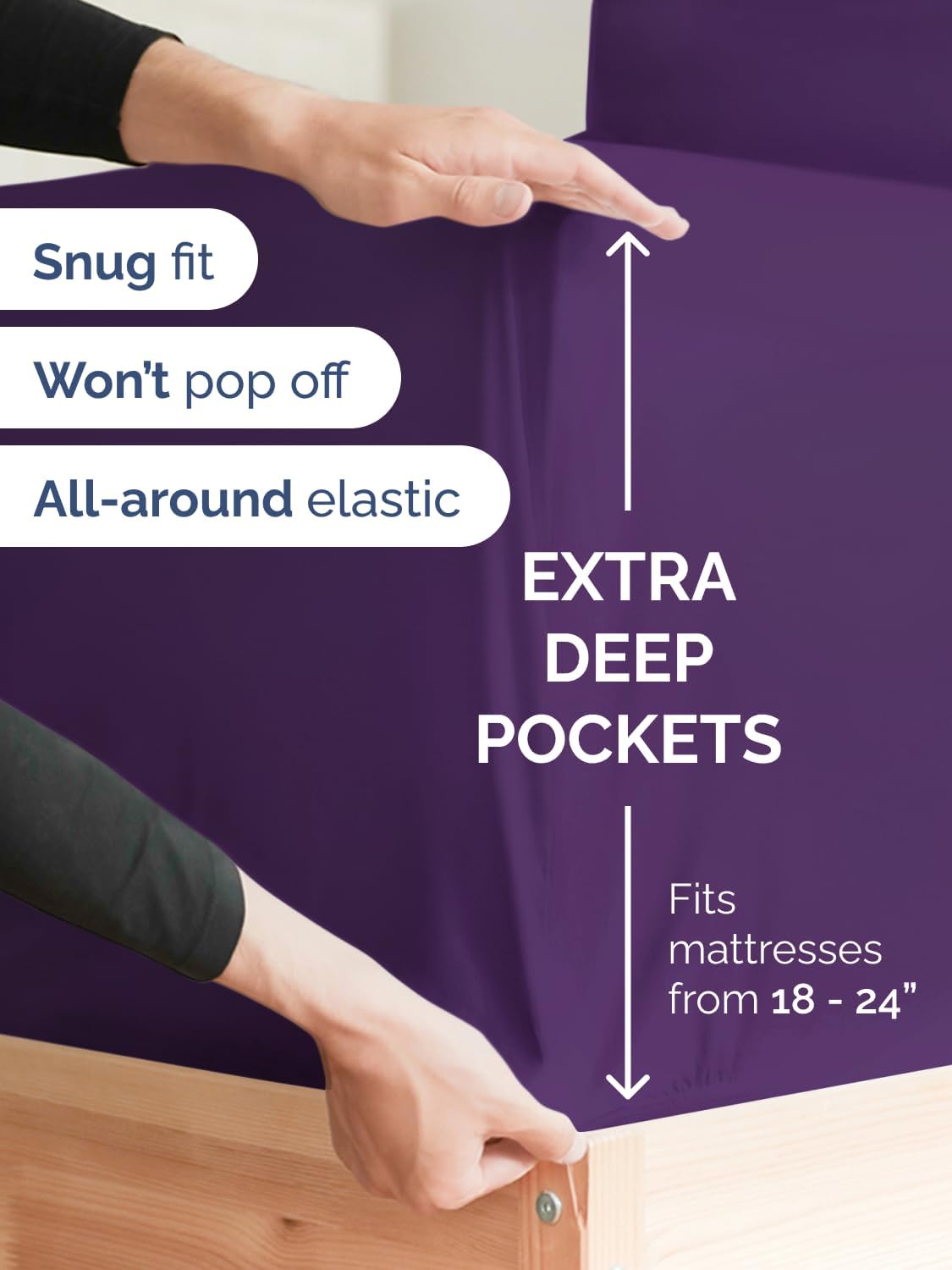 Skiennix Extra Deep King Sheet Set | 6-Piece Breathable Cooling Bedding - Soft, Wrinkle-Free Purple