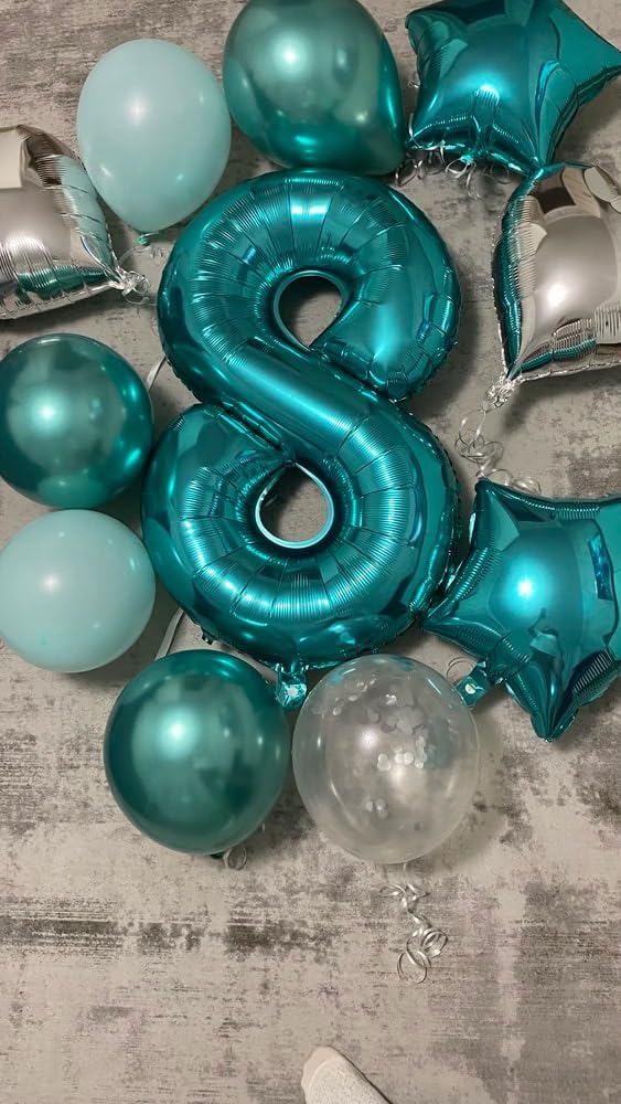 Teal Blue Number 8 Balloon - 40 Inch Birthday Decorations for Girls | Perfect for 8th Birthday Parties