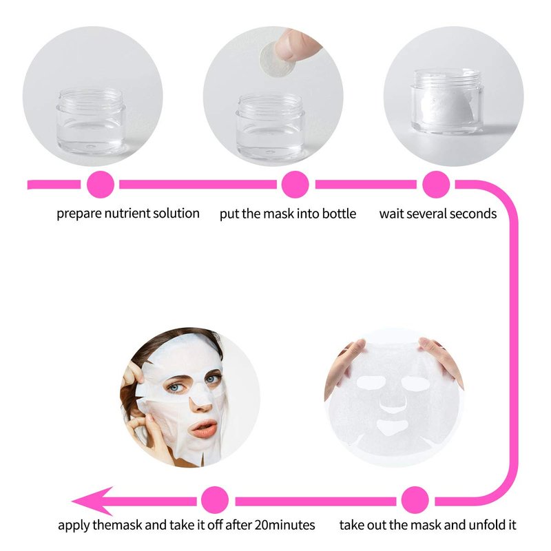 Pormasbenzer DIY 3 Packs/300PCS Compressed Facial Mask Grain Skin Care, Dry Sheet Natural Face Cotton Mask Sheet With Free Mask Bowl (300 Pieces)