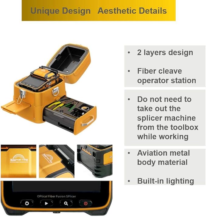 QIIRUN Fusion Splicer AI-9, Fiber Splicer Kit with Upgraded 5" Touch Screen 6-Motor Core Alignment, 5s Fast Splice Fiber Optic Splicing Machine for FTTH SM/MM Cable Installation