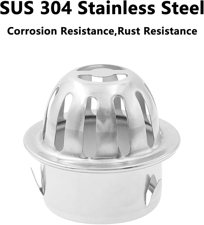 Roof Floor Drain,SAFYY 304 Stainless Steel Roof Drain Dome,Balcony Roof Dome Drain Cover,Yard Outdoor Anti Blocking Strainer,Gardens Gutter Cleaning Tool,Rain Bucket Drainage Parts (1, 50mm/1.97")