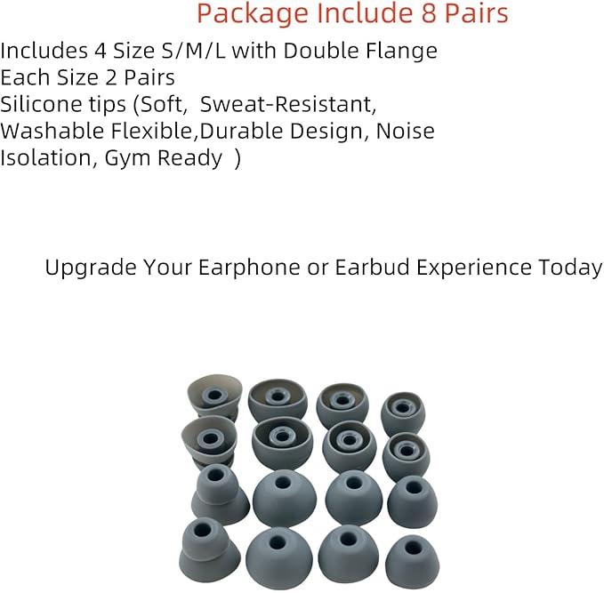 Aginkgo Replacement Ear Tips for Beats Urbeats2.0 Tour2.0 ibeats Beats x, Beats Flex Secure Fit for Powerbeats Pro Silicone Earbuds Washable Sweat-Resistant Noise Isolation 8 Pairs (Dark Grey)