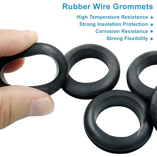 Kyuionty 24 Pcs Rubber Grommets, 0.98" Inside Diameter 1" Drill Hole Rubber Wire Grommets O Ring Grommets for Wire, Firewall, Cables, Plugs, Automotive