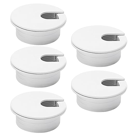 EASYEAH 5 Pcs Desk Grommet 2" / 50 mm, Desk Cord Hole Cover, Cable Grommet ABS Plastic, Desk Hole Grommet for Home & Office Pc, Detachable Cable Cord Organizer-White