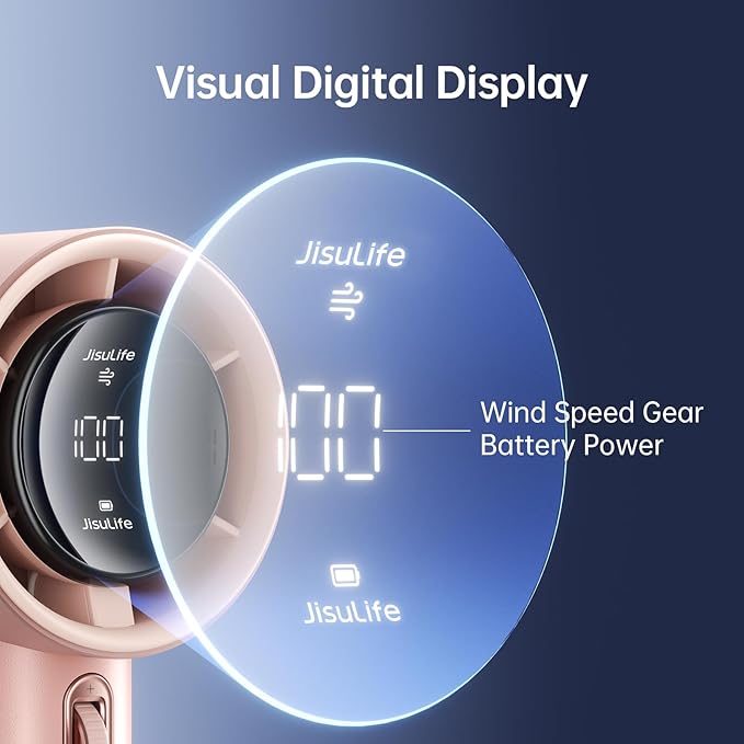 JISULIFE Handheld Fan Pro1S - Next-Gen Airflow: Up to 12h Runtime, Pearlescent ABS - Elegant Strength, 1-100 Speed Scroll Wheel, 3600mAh-Portable Fan for Travel, Gifts for Women Men(Iceberry Pink)
