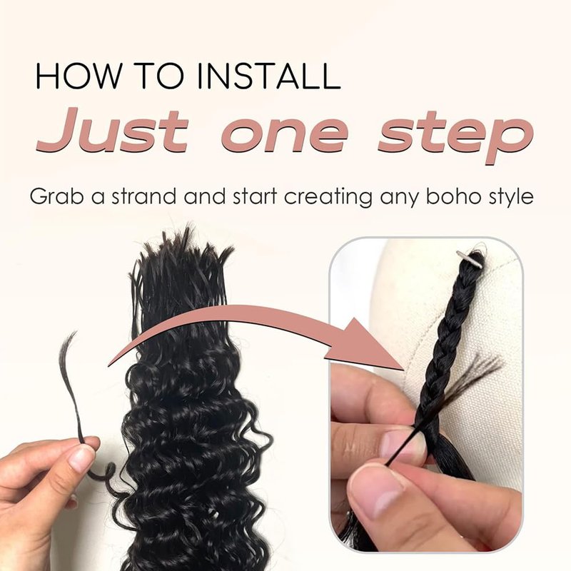 Curly Bulk Human Hair - Pre-Divided Loose Deep Wave Extensions for Boho Braids | 18 Inch, 50g (160 Roots)