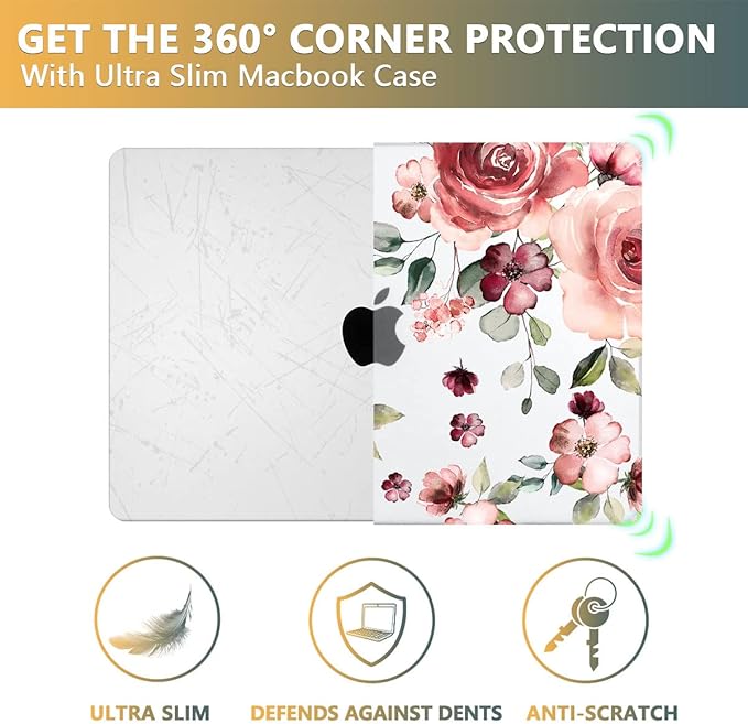 CISSOOK Matte Frosted Floral Hard Shell Case for MacBook Pro 14 Inch 2026 2025 2024 2023 2021 Release Model M5 M4 M3 M2 M1, Case for MacBook Pro 14" with Touch ID