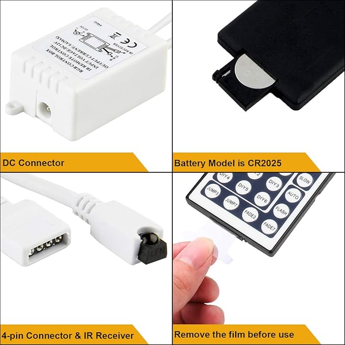 SUPERNIGHT RGB LED Light Strip Remote Controller, Dimmer for RGB LED Strip Lights, Wireless IR Remote Controller for SMD 5050 3528 Rope Lights (44 Keys)