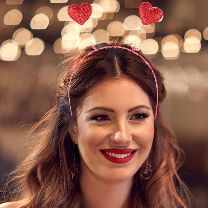 FOMIYES 12pcs Heart-Shaped Sequin Love Headbands Love Headpiece Cute Headgear Red Headband Red Decor Fashionable Valentine s Day Heart Headbopper Fabric Antenna Miss -shaped