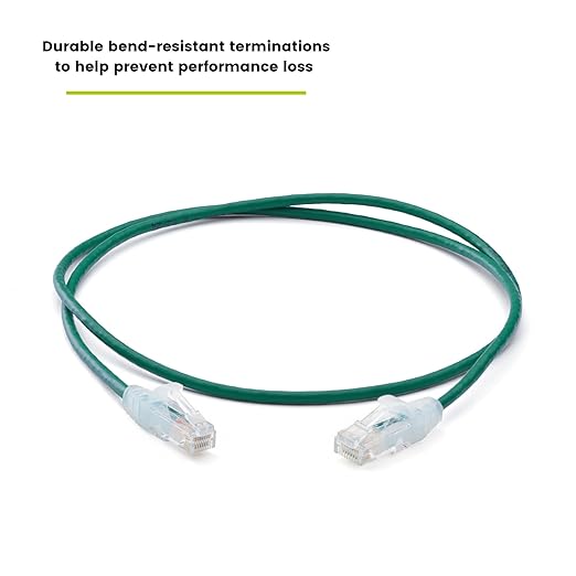TRUECABLE Cat6 Component Rated Patch Cable, Unshielded (U/UTP), 2ft, Green, 28AWG Stranded Pure Copper, Snagless 10G High-Speed Ethernet Cable, PoE++ 4PPoE 100W, UL Listed, RoHS-3, 1 Pack