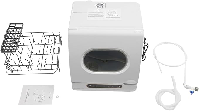 Portable Countertop Dishwasher, 1200W 110V Compact Dishes Cleaner with 360° Dual Spray& 5 Programs(Quick Wash/Strong Wash/Fruit & Veg Wash/Air Dry), Mini Dish Washer for Home, Dorm, RV & Apartment