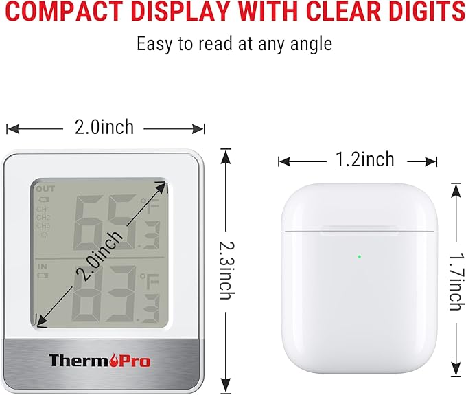 TempPro Indoor Outdoor Thermometer Wireless 500FT, Outside Greenhouse Thermometer with Temperature Sensor, Temperature Monitor for Patio Reptile House Home Baby Room (Previously ThermoPro)