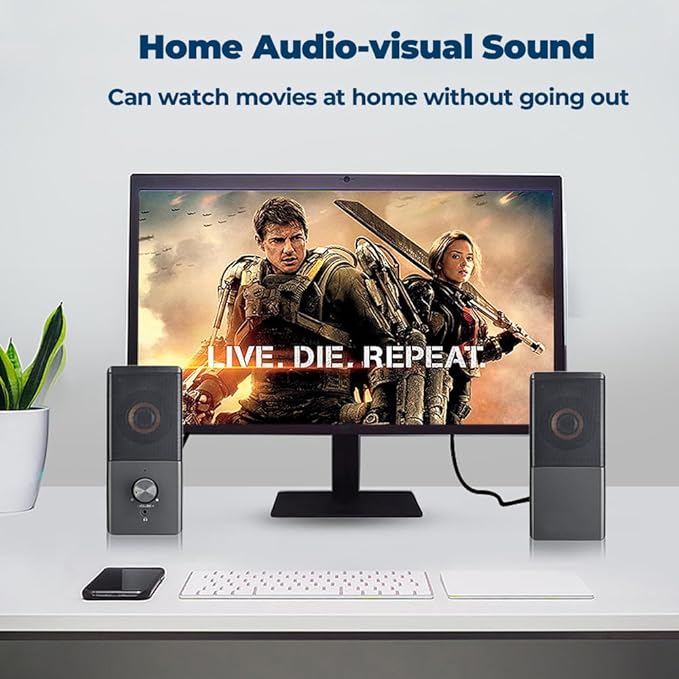 ROSON Computer Speaker, Compact Size Speaker with Headphone Jack, Volume Control, Stereo 2.0 USB Powered 3.5mm Aux Multimedia Speakers for Laptop/Desktop/Tablets/Phone