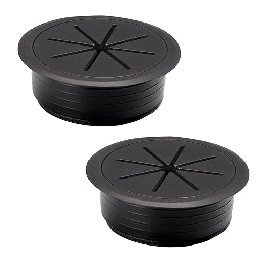 EASYEAH 2 Pcs Desk Grommet 2-1/16" / 53 mm, Desk Hole Cover for Cables Black, Cable Grommet ABS Plastic, Desk Hole Grommet for Home & Office Pc, Detachable Cable Cord Organizer