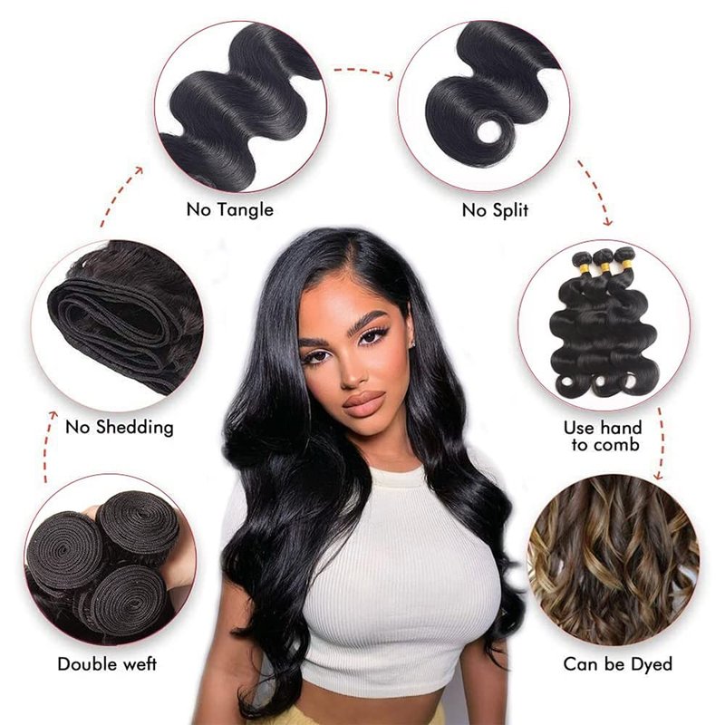 Brazilian Body Wave Bundles Human Hair 100% Unprocessed Virgin Human Hair Bundles Body Wave Natural Black Machine Double Weft Bundle 100G
