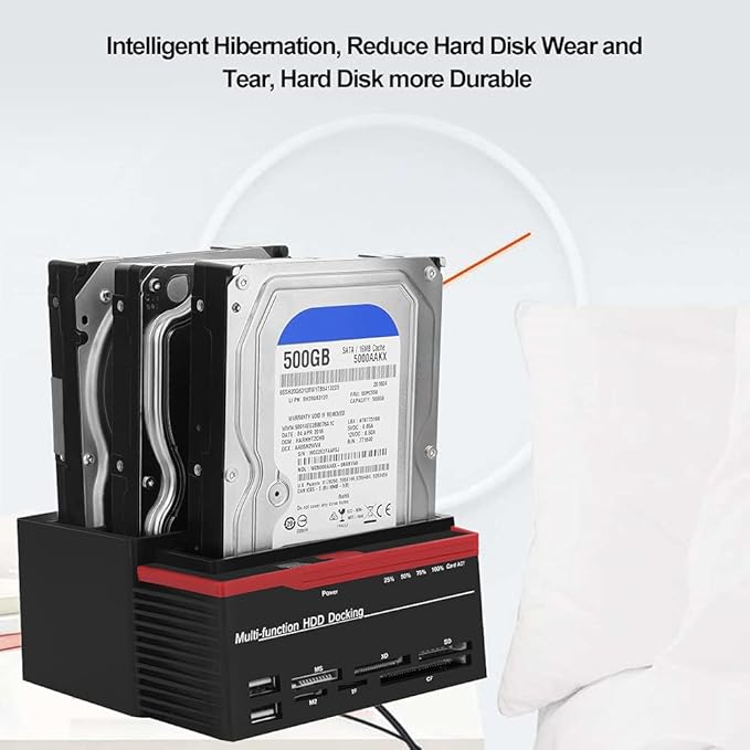 USB 3.0 SATA IDE HDD Docking Station, Three-Bay Offline Clone HUB, 12V 3A Independent Power Supply, External Hard Drive Docking Station, USB Hub Reader for 2.5 3.5 Inch HDD