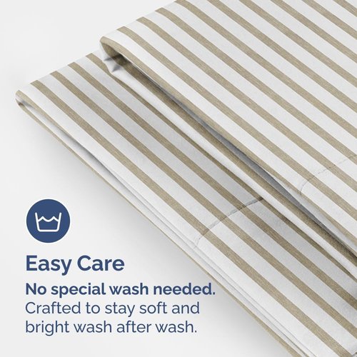 King Standard Pillow Cases - Ultra-Soft Hotel Quality Covers | 2-Piece Set in Beige Stripes - Wrinkle Resistant & Machine Washable