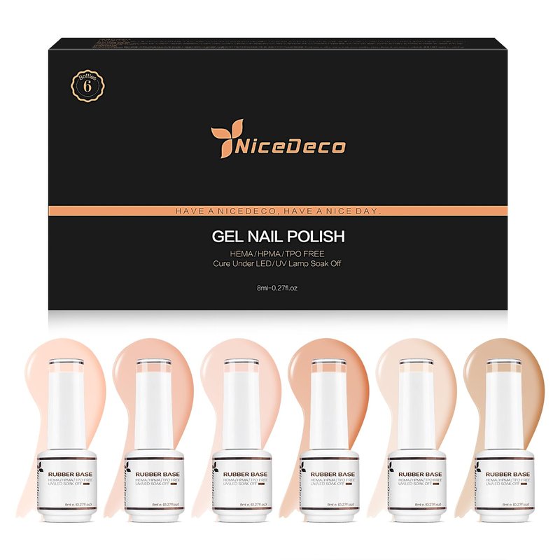 Builder Nail Gel - 7 in 1 Clear Base Gel & Rubber Polish Set | 15ML, 6 Pcs