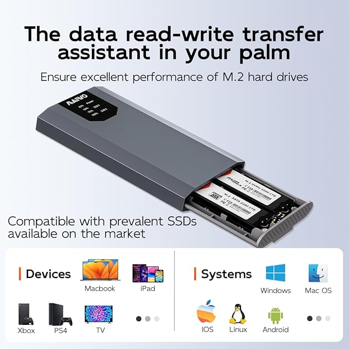 MAIWO Dual-Bay M.2 SSD Enclosure Cloner for NVMe & SATA, USB3.2 GEN2X2 10Gbps M.2 Duplicator Supports Bidirectional Offline Clone for SSDs Sizes 2230/2242/2260/2280