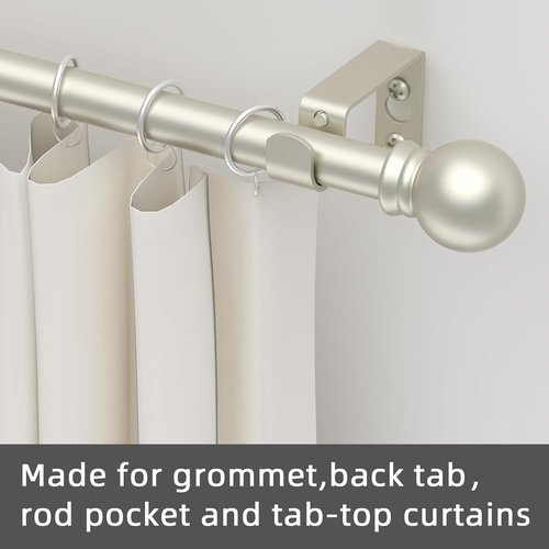 GXOACKJ Curtain Rods - Heavy Duty Decorative Metal Set for Windows 66-120 Inch | 5/8 Inch Nickel Finish