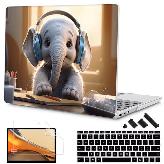 Tuiklol Case for 15 Inch Microsoft Surface Laptop 5/4/3 2022-2020, Model 1979/1953/1872/1873 Hard Shell Cover, Keyboard Cover+Screen Protector+Dust Plugs, Elephant
