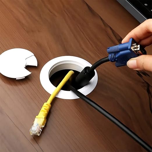 TuTuYa 6PCS Desk Grommet, Desk Cable Grommet 3-1/6 Inch (80 mm) White Desk Cable Hole Cover with Hole Saw, Cable Pass Through, Ideal Solution for Office and Home Table Cable (White, 3-1/6 Inch)