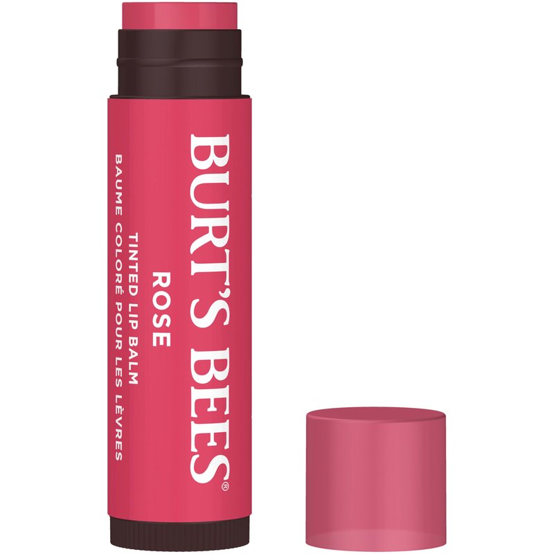 Burt's Bees Lip Tint Balm, Long Lasting 2 in 1 Duo Tinted Balm Formula, Color Infused with Hydrating Shea Butter for a Natural Looking Buildable Finish, Rose, 1 Tube