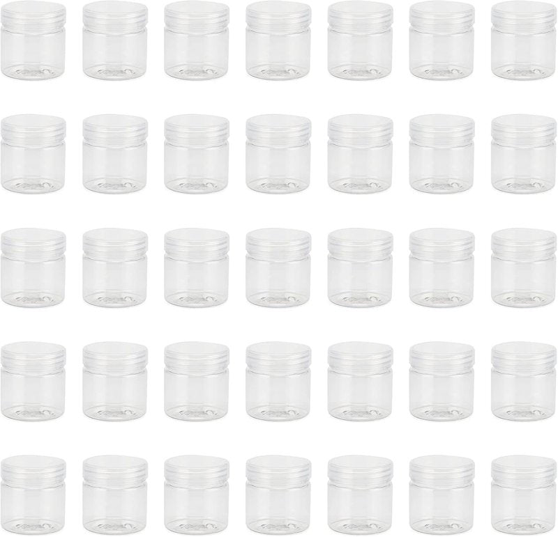 Clear Plastic Bead Containers - 70 PCS 2oz Round Storage Jars with Lids for Lotions, Beads & Spices