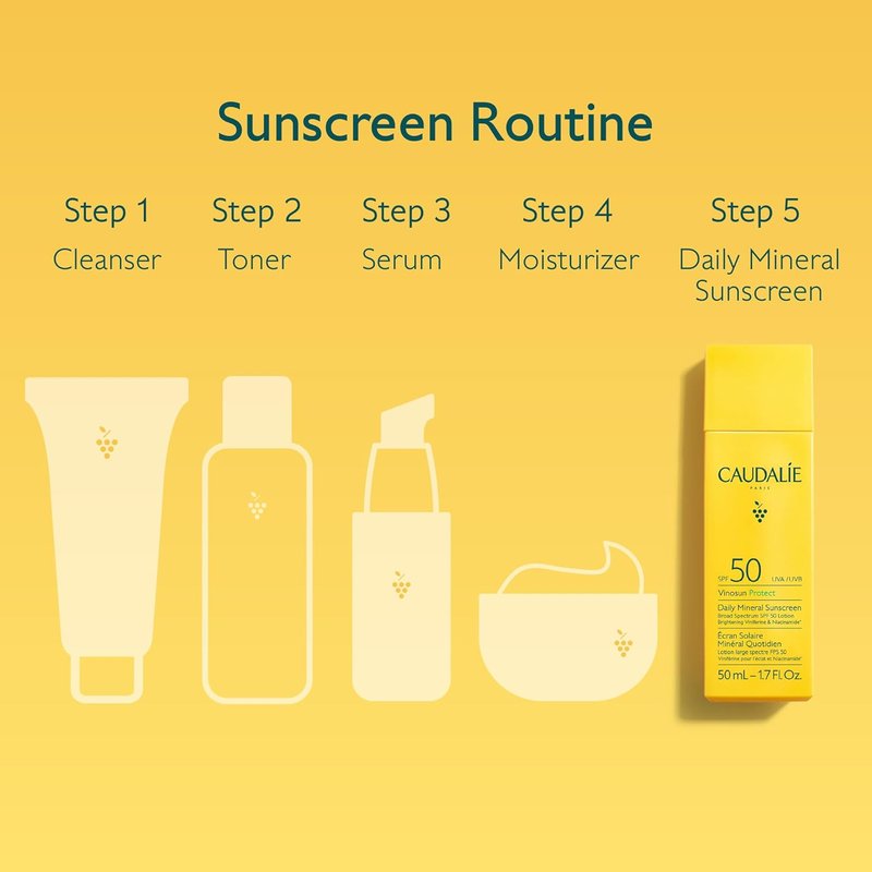 Caudalie Vinosun Protect Daily Mineral Sunscreen SPF 50 | Lightweight, Non-Greasy Formula - 50 mL