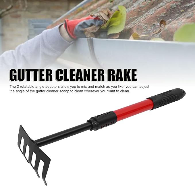 Multi Angle Gutter Cleaning Tool with Extension Pole, High Efficiency Gutter Cleaner Scoop Kit for Leaves Removal