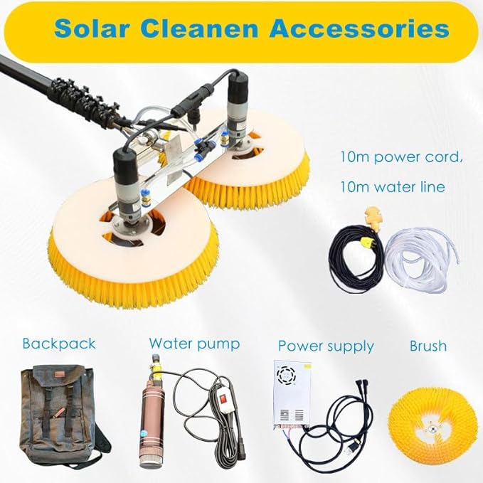 Professional Solar Panel Cleaning Brush Kit - Essential Tool for Home & Commercial Use, Efficient Photovoltaic Roof Maintenance, Streak-Free Shine, Easy to Use