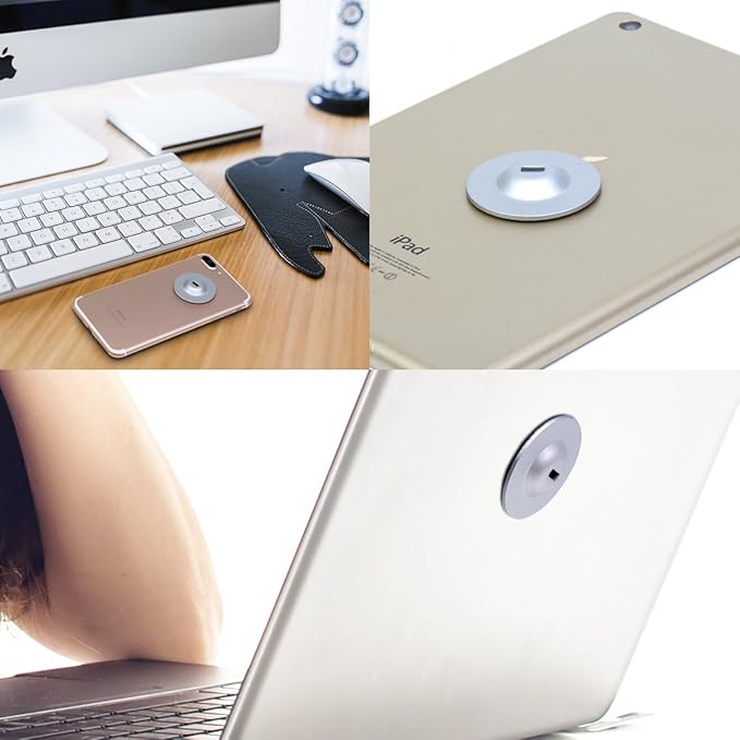 I3C Anchor Plate Adhesive Security Plate, Laptop Lock Plate with Slot, Universal Lock Plate for Laptop, Monitor, Smart Phone,Tablet, Other Electronic Products 4 Pack (Silver)