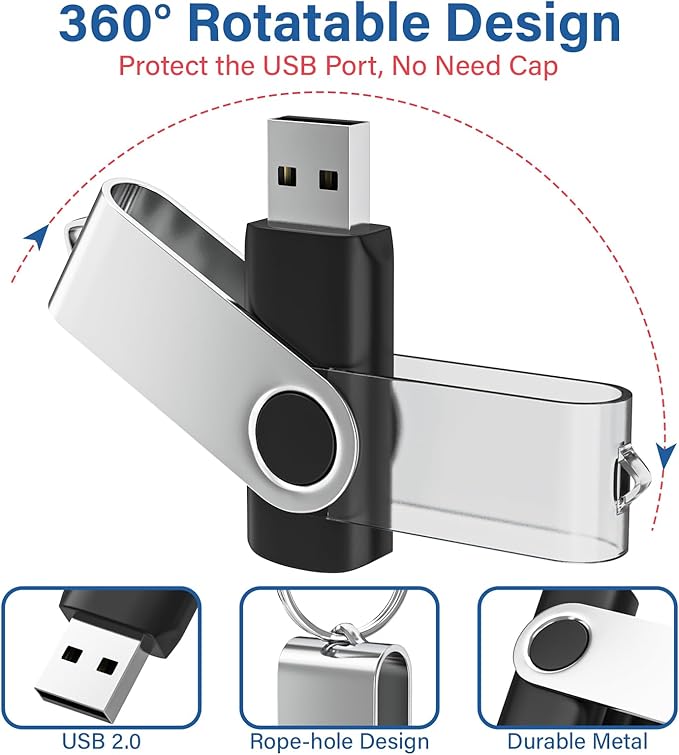 Wooolken Flash Drives 2GB 10 Pack, USB 2.0 Thumb Drives with Keychains Memory Stick USB Drive Pendrive for PC Laptop Computer (Mixcolors)