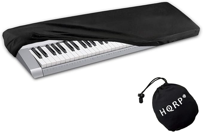 HQRP Elastic Dust Cover - Spandex Stretch Protector, Locking Clasp - 61-76 Key Digital Piano - compatible with Casio LK-265 LK-280 WK-6600 WK-7600 WK-245 - Storage Bag