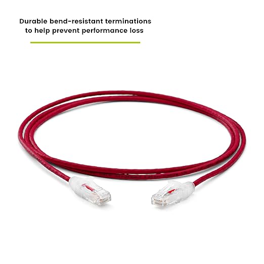 TRUECABLE Cat6 Component Rated Patch Cable, Unshielded (U/UTP), 7ft, Red, 28AWG Stranded Pure Copper, Snagless 10G High-Speed Ethernet Cable, PoE++ 4PPoE 100W, UL Listed, RoHS-3, 1 Pack