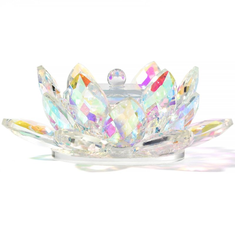 KADS Nail Art Dappen Dish with Lid Lotus Flower Shape Crystal Nail Dish Nail Art Liquid Powder Dish Bowl for Nail Art Manicure Care Tools Colorful