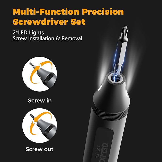 Treevian 3.7V Electric Screwdriver Kit, 48-in-1 Dual-Head Precision Screwdriver Set with Manual and 170 RPM Electric Screwdriver, USB Rechargeable, Ideal for Precision Electronics Repair