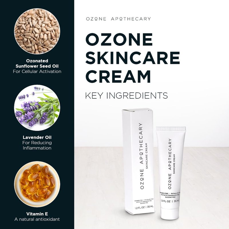 Ozone Apothecary Ozone Skin Cream | Ozone Oil Infused Absorbent Cream Skincare | Antibiotic-Free Multipurpose for Promoting Healthy Skin
