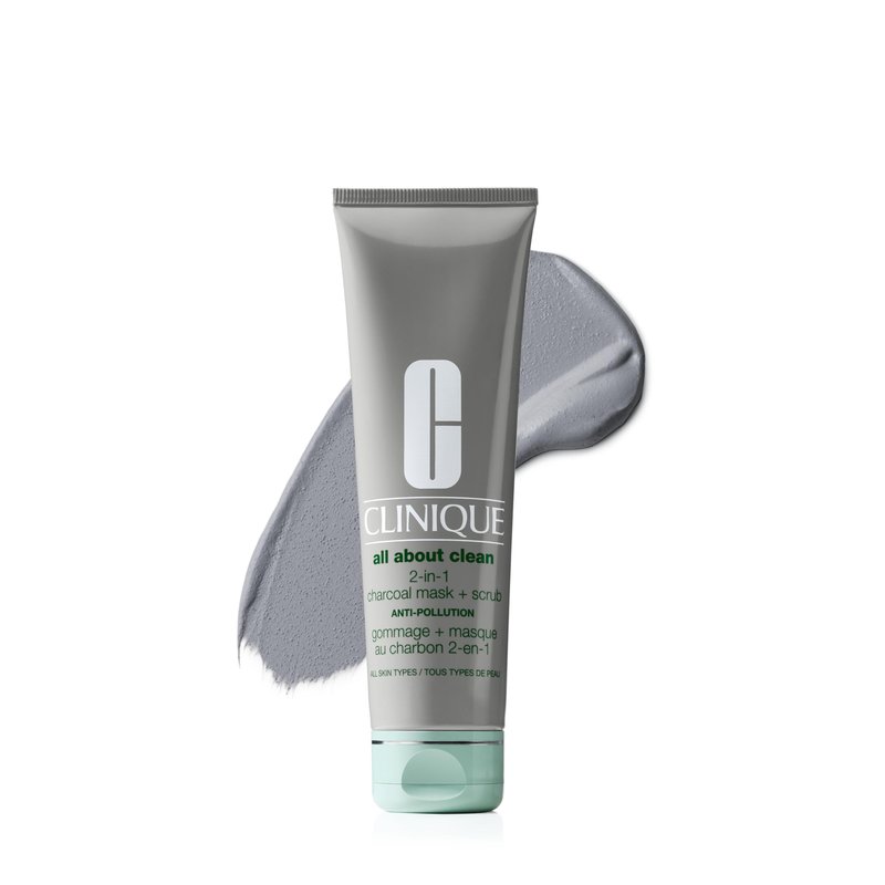Clinique All About Clean 2-in-1 Charcoal Mask + Clay-Based Scrub, Cleansing Face Mask + Exfoliating Face Scrub For All Skin Types | Exfoliating + Refining, 3.4 Ounce