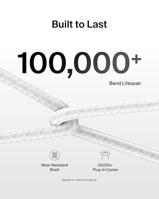 Belkin USB C to USB C Cable 2-Pack, 9.9ft, 60W - Type C Charger, iPhone Charger Cord, Soft, Braided, Flexible for iPhone 17, Galaxy S25, Pixel 10, Airpods, iPad Pro & More, Travel Essentials - White