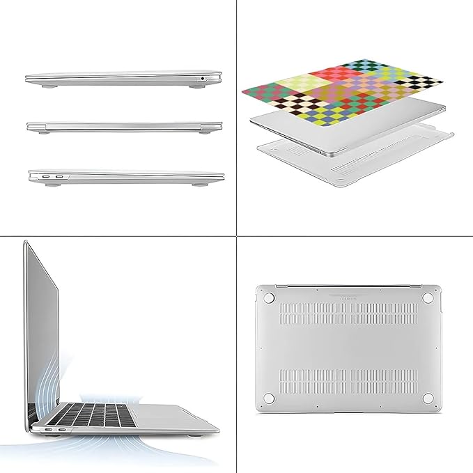 COTAIL Compatible with MacBook Air 13.3 13.6 Inch Case 2022 2021 2020 2019 Plastic Hard Shell Case Cover,13.3 Pro(A1706/A1708/A1989/A2159/A2289/A2338), Colorful Checker